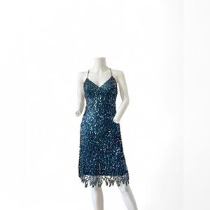 Betsey Johnson Teal Sequin Slip Dress
